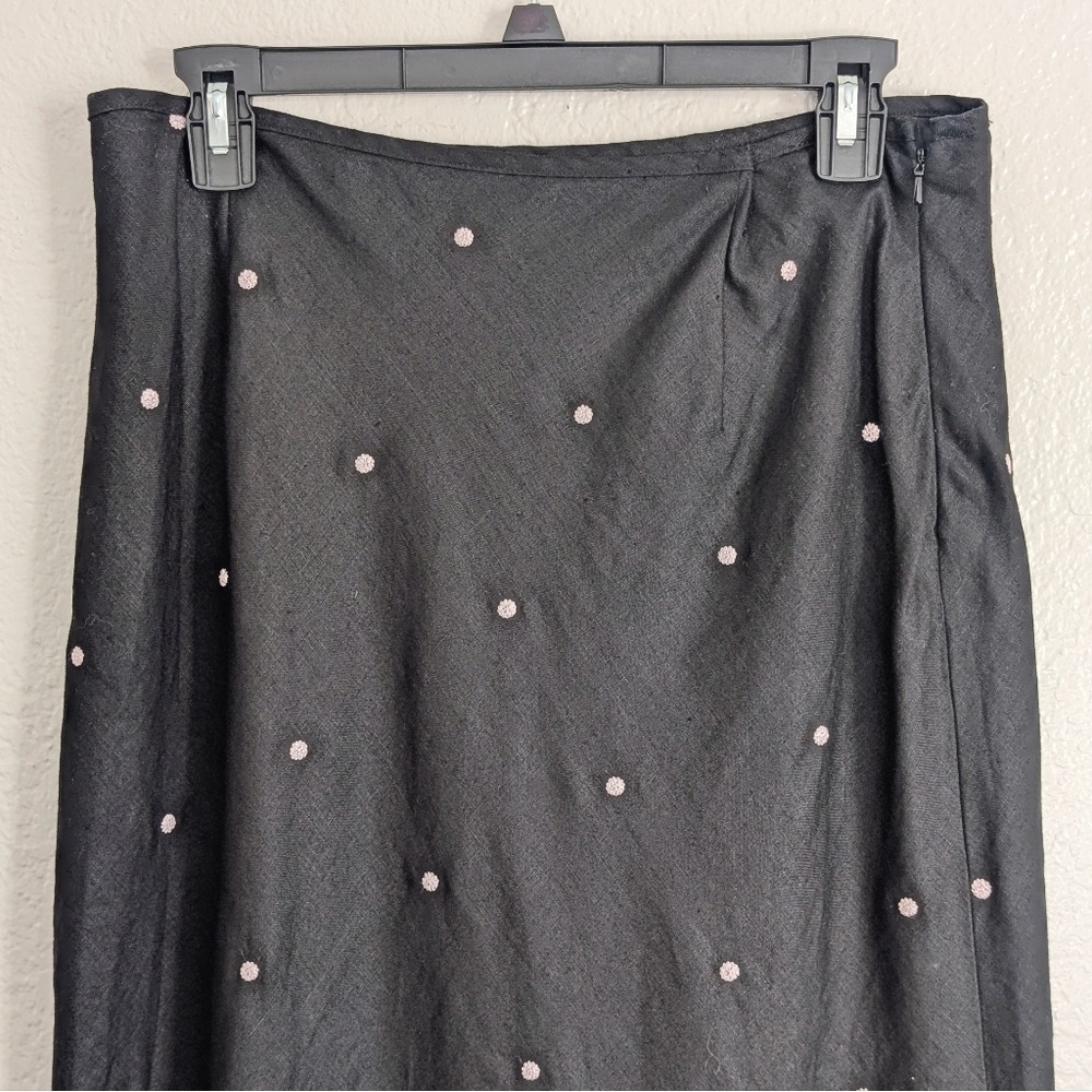 Richard Malcom Vtg 90s Cottage Fairy Embellished Flowers Irish Linen Midi Skirt - Picture 4 of 9